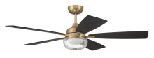 Craftmade CHS52SB5-NWF - Chandler 52" 5-Blade Ceiling Fan in Satin Brass w/ Flat Black/Black Walnut Blades