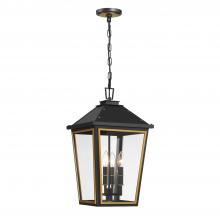 Crystorama HAW-605-MK-TG - Hawkins 12'' Matte Black + Textured Gold Outdoor Pendant