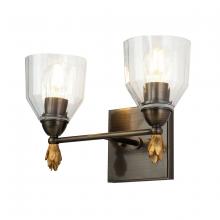 Lucas McKearn bb1000db-2-f1g - Felice 2 Light Vanity in Dark Bronze With Gold Accents