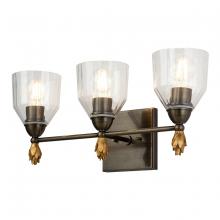 Lucas McKearn bb1000db-3-f1g - Felice 3 Light Vanity in Dark Bronze With Gold Accents