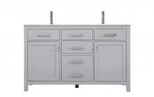 Elegant VF23354DGR - Vanity Cabinet 2dr 2dw W54"xD22"xH34" Grey